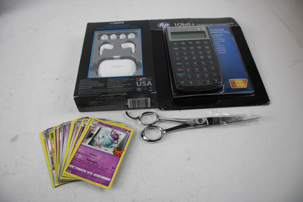 Financial Calculator, Pokemon Trading Cards, And More Bulk Lot, 13