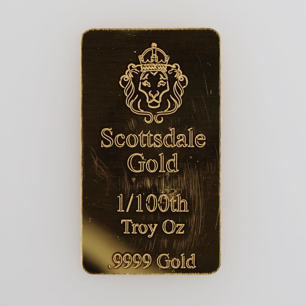 Fine Gold Scottsdale Gold 1/100th Troy Oz Bar