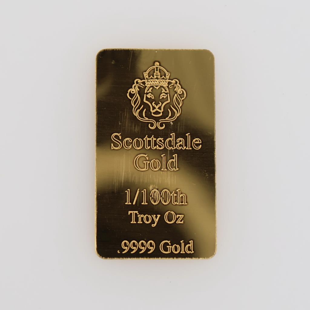 Fine Gold Scottsdale Gold 1/100th Troy Oz Bar