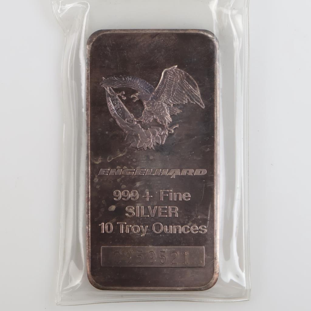 Fine Silver Engelhard 10 Troy Oz Bar