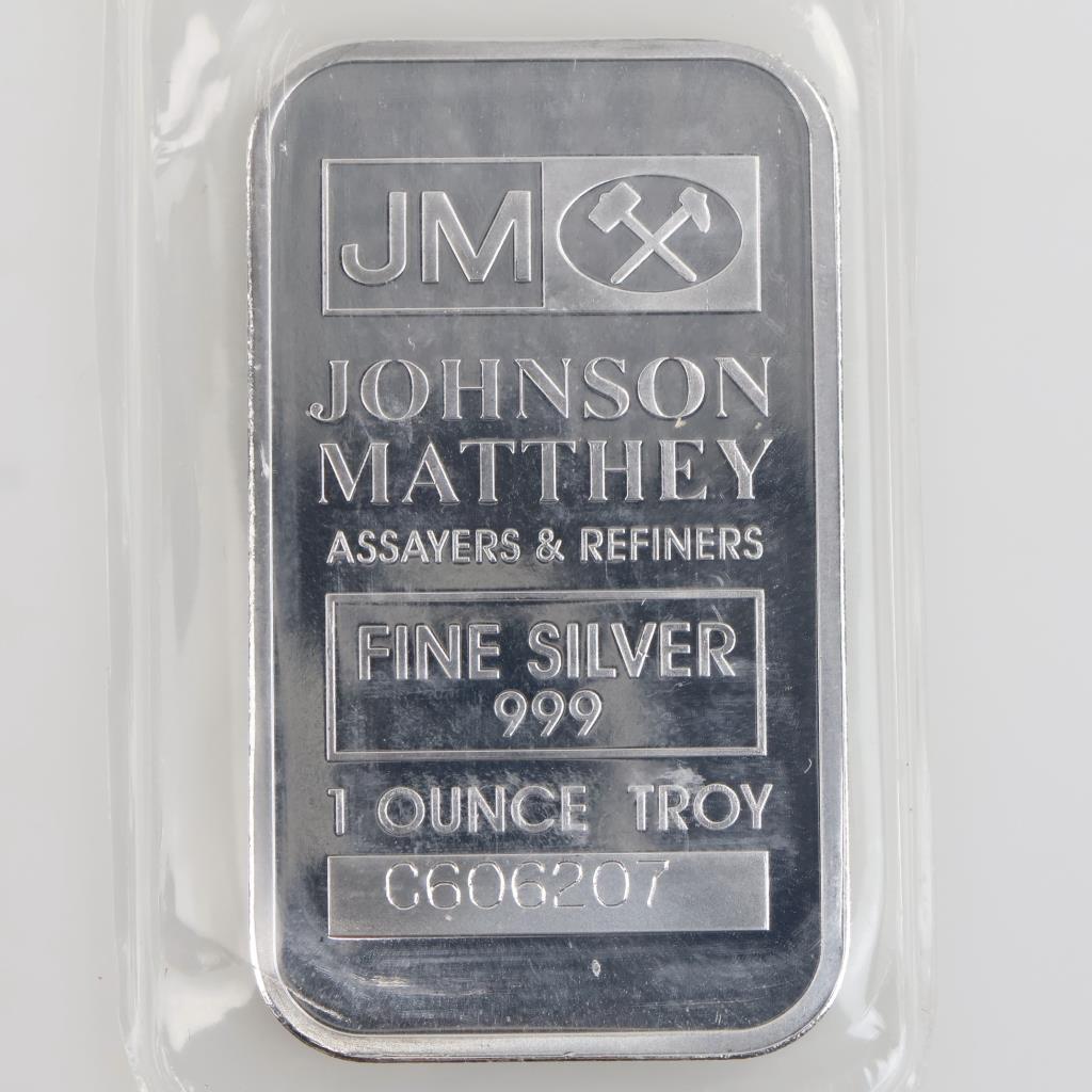 Fine Silver Johnson Matthey 1 Troy Oz Bar