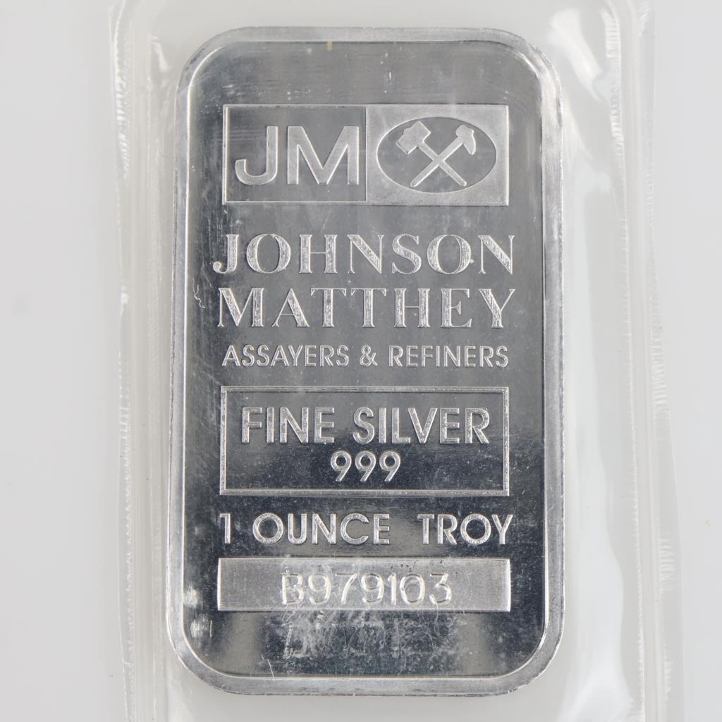 Fine Silver Johnson Matthey 1 Troy Oz Bar