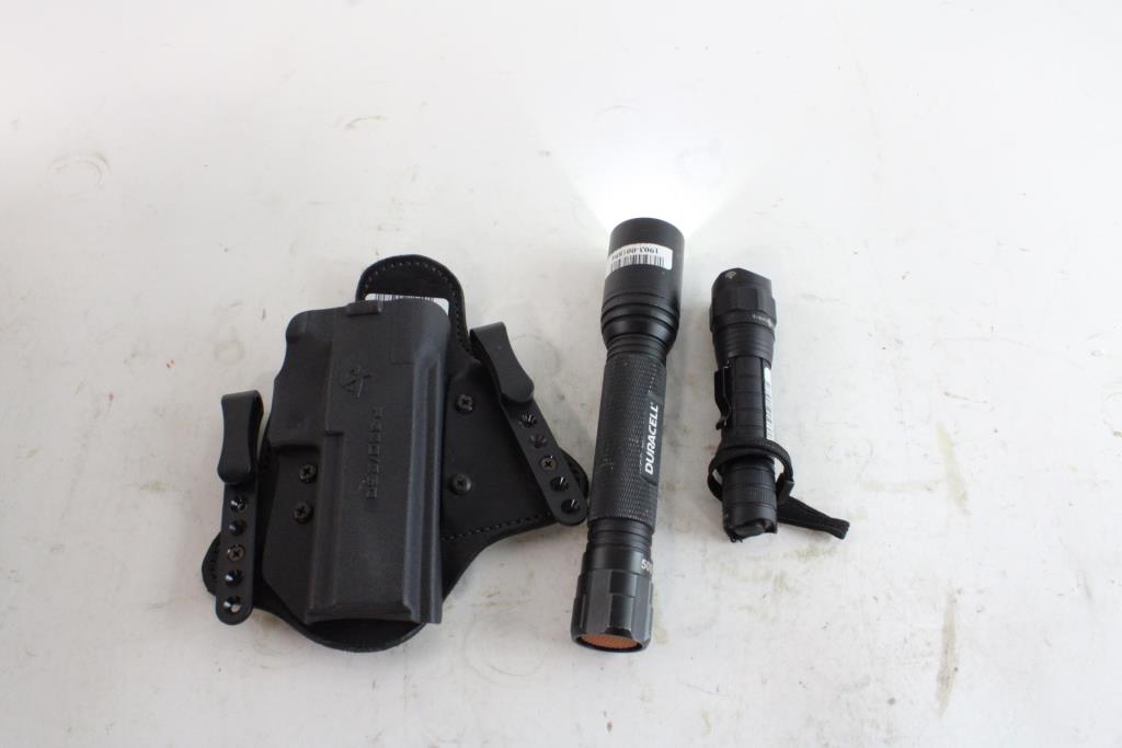 Flashlights And Holster, 3 Pieces Property Room
