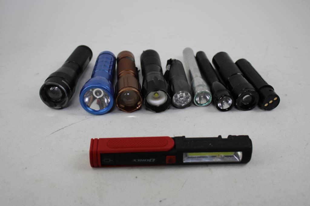Flashlights, LED Worklights Bulk Lot, 19 Pieces