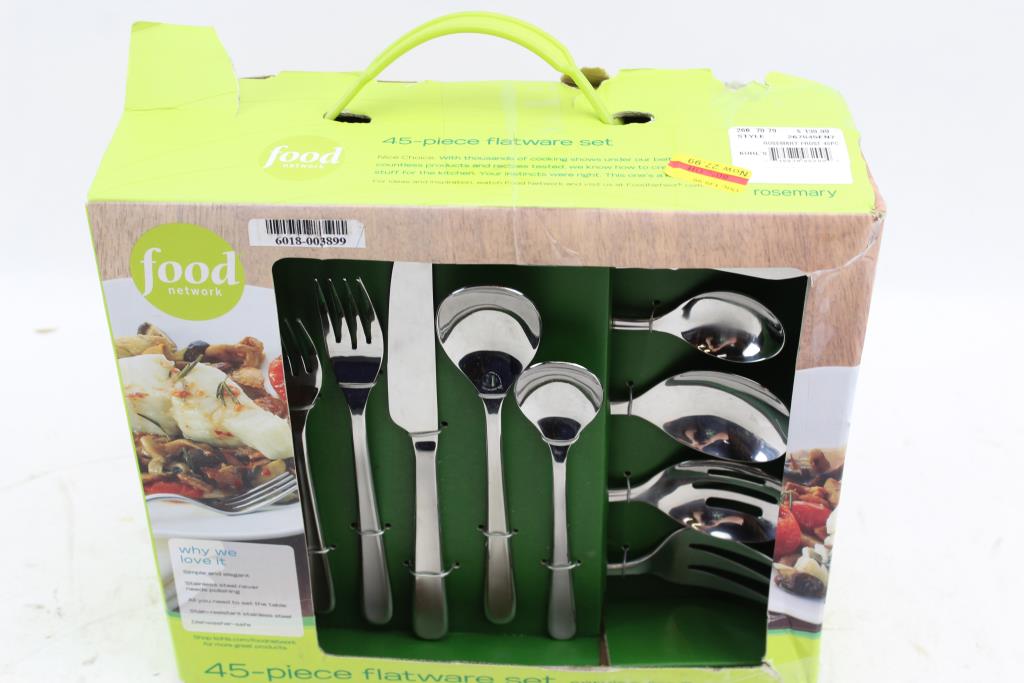 Food Network Rosemary 45 Piece Stainless Flatware Set Property Room