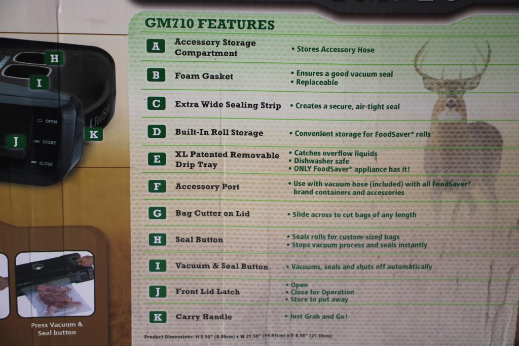 Food Saver Big Game GM710 Vacuum Sealer Property Room