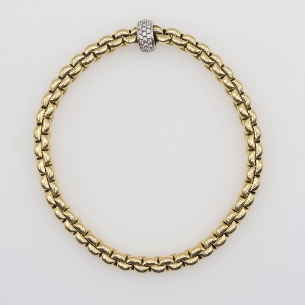 Fope 0.37ct TW Diamond 18kt Gold Bangle Bracelet-Evaluated By Our Certified Gemologist - AGS / GIA