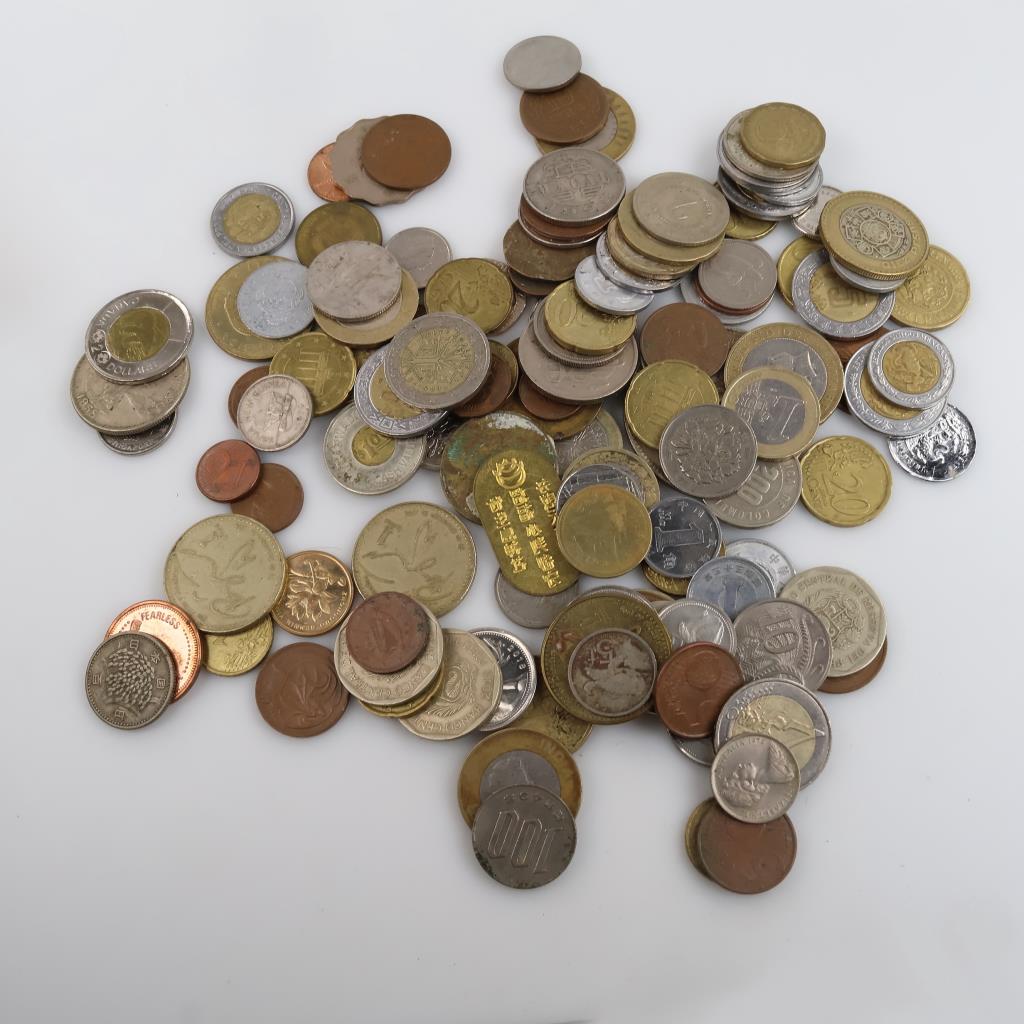 Foreign Coins And Tokens; 1+ Lbs.