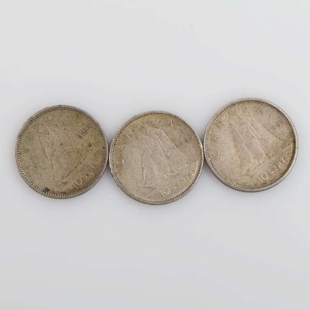 Foreign Silver Currency, 3 Pieces