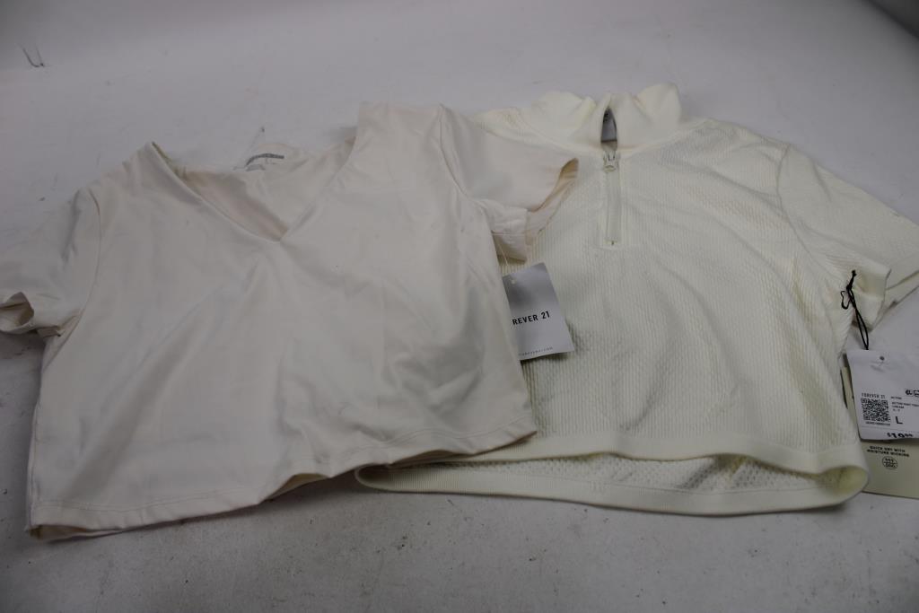 Forever 21 Active Wear Knit Tops, And Skort, Large, 3 Pieces