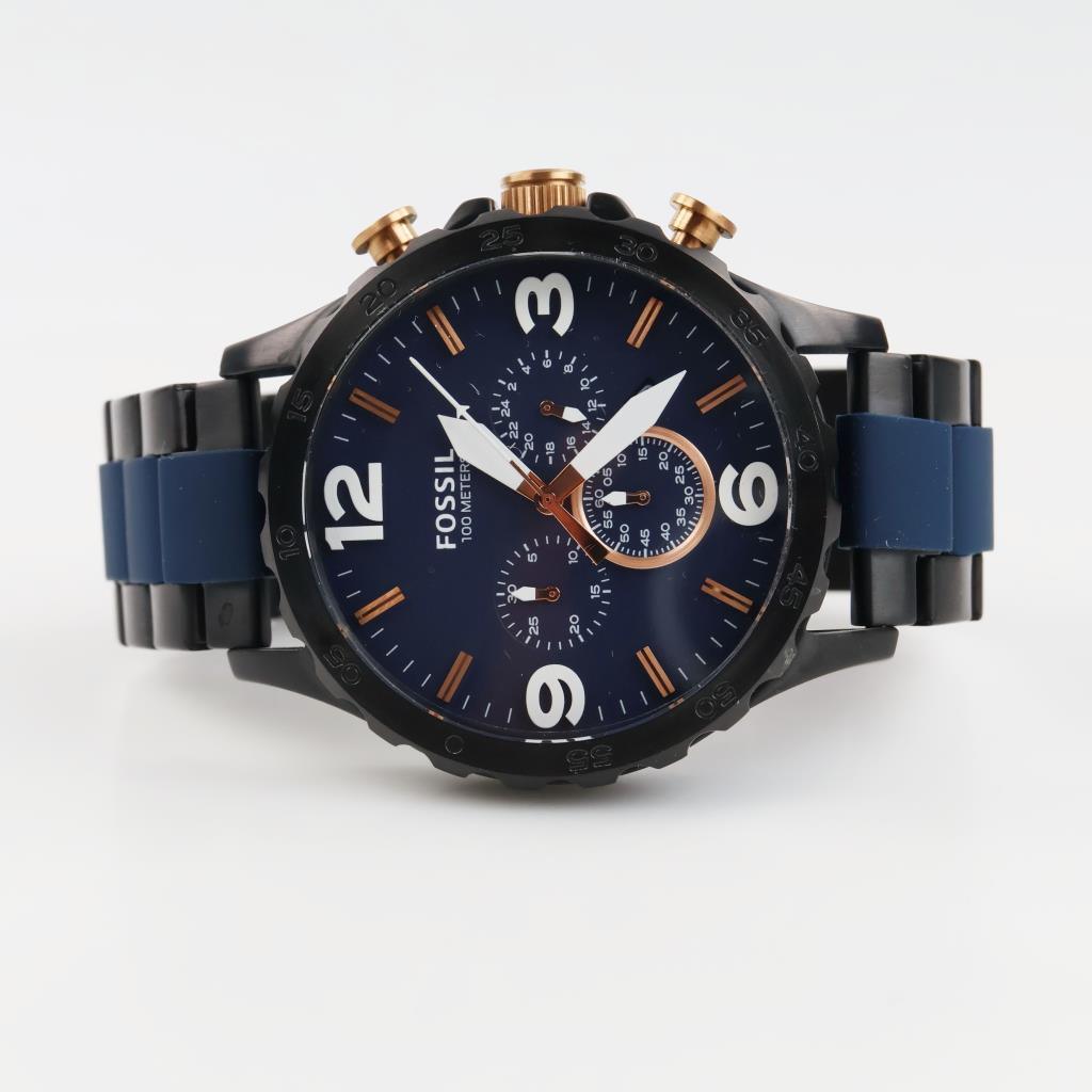 Fossil Nate Chronograph Black & Blue Watch