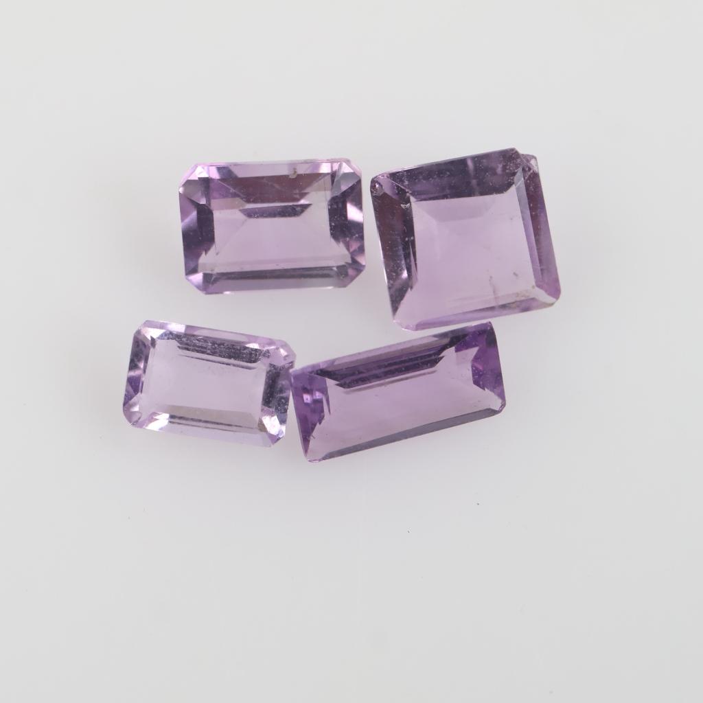 Four Amethyst Emerald Cut Loose Stones