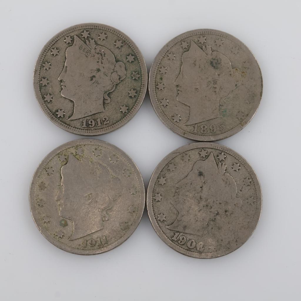 Four US V-Nickels