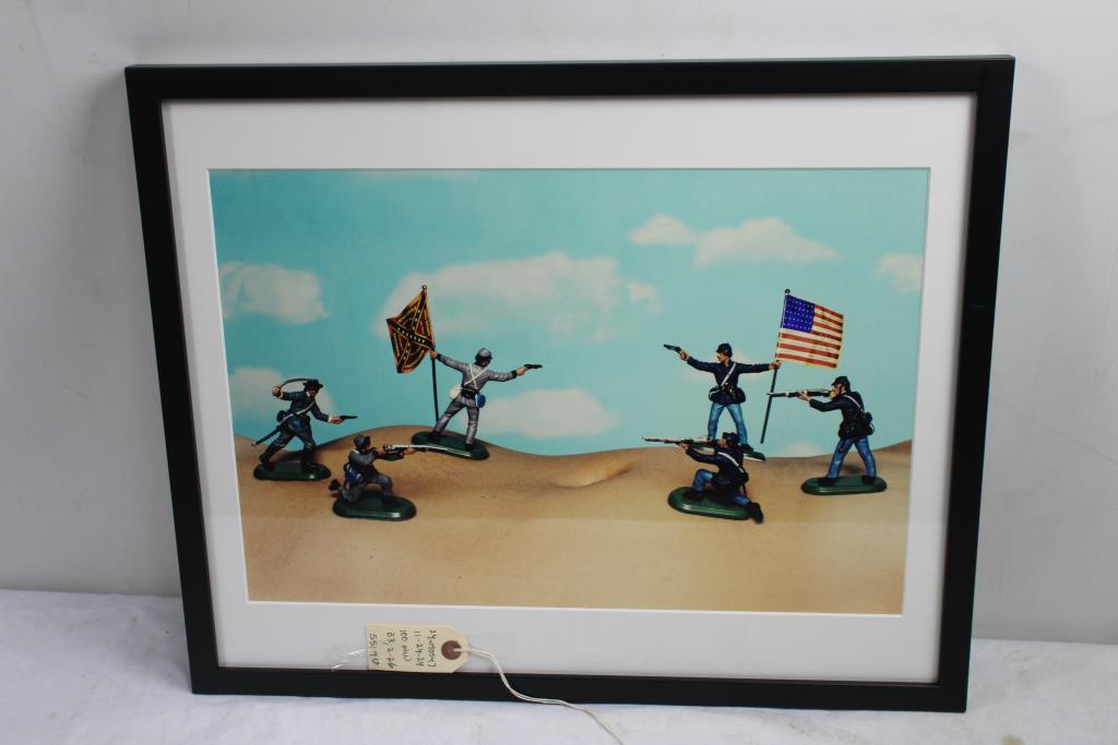 Framed Picture - Toy Soldiers Fighting