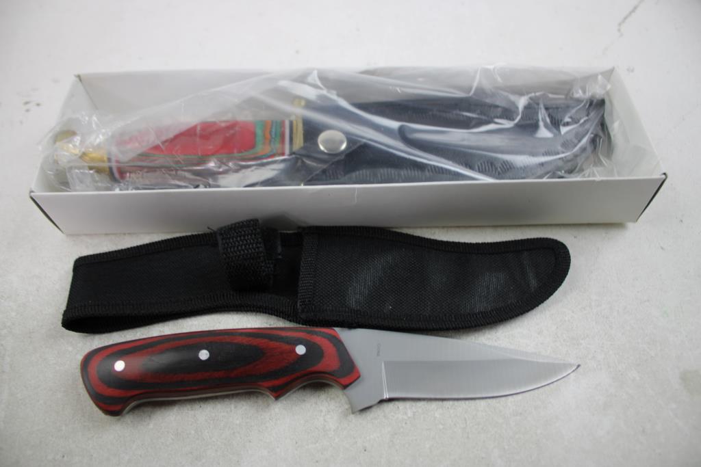 Frost Cutlery Fallow Deer Hunter Knife, Texas Bowie Knife, 2 Pieces