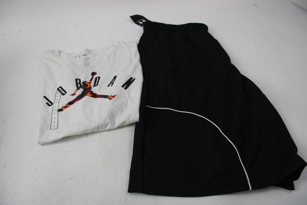 Gaiam Yoga Mat, Men's Under Armour Lg Shorts, And Lg Youth Air Jordan Tee, 3 Pieces