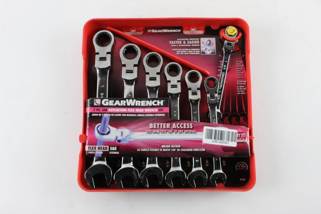 GearWrench 7Piece Ratcheting Flex Head Wrench Set Property Room