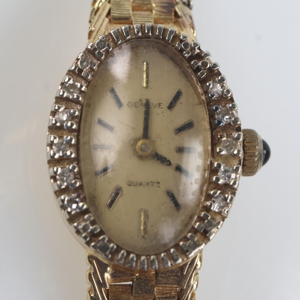 Geneve 14kt Gold Diamond Dress Watch - Evaluated By Our Certified Gemologist-AGS/GIA
