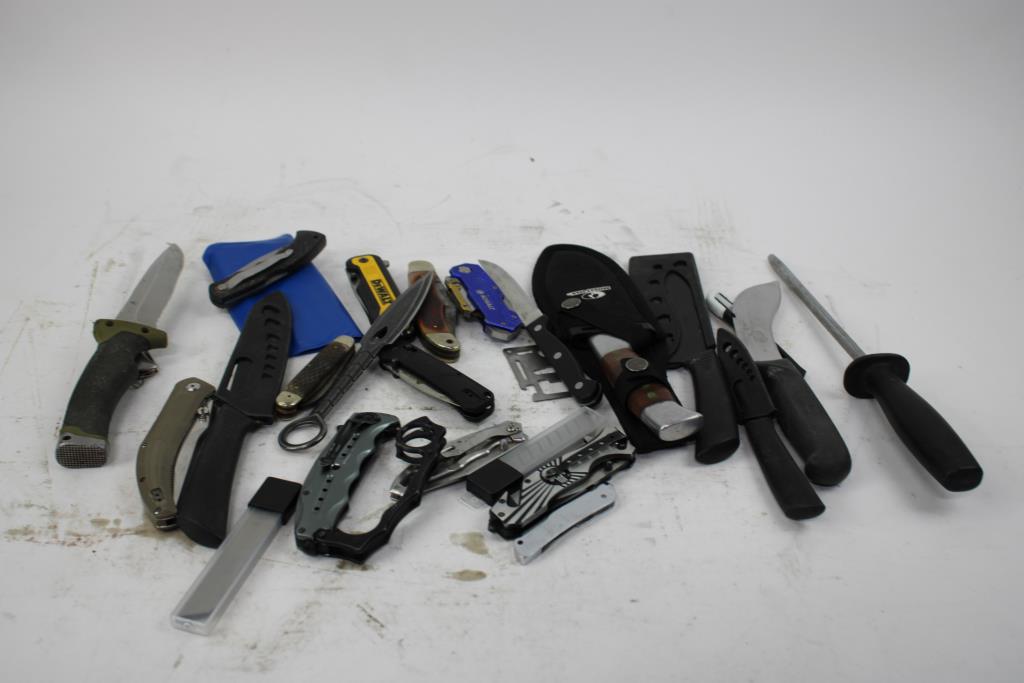 Gerber, Kobalt, Dewalt, And Other Knives, 22 Pieces