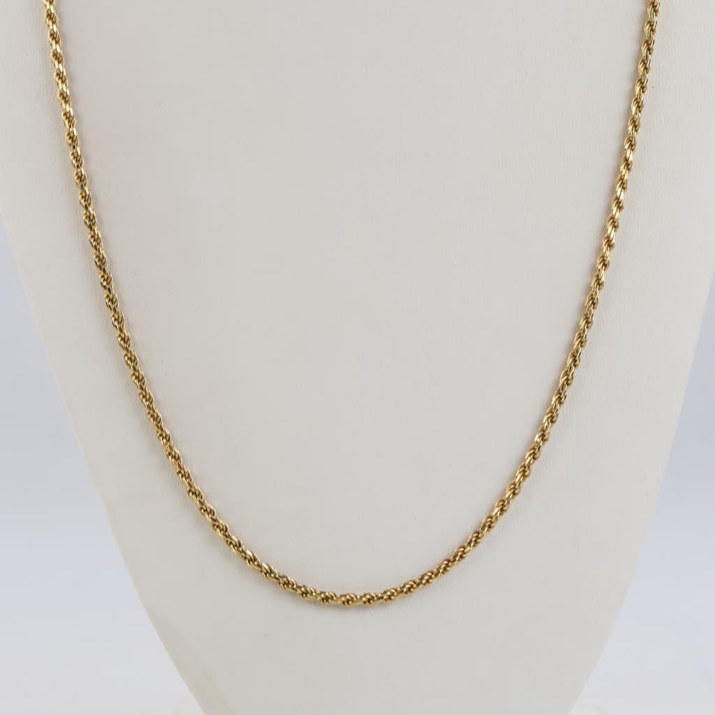 GF Over Sterling Silver Rope Link Necklace