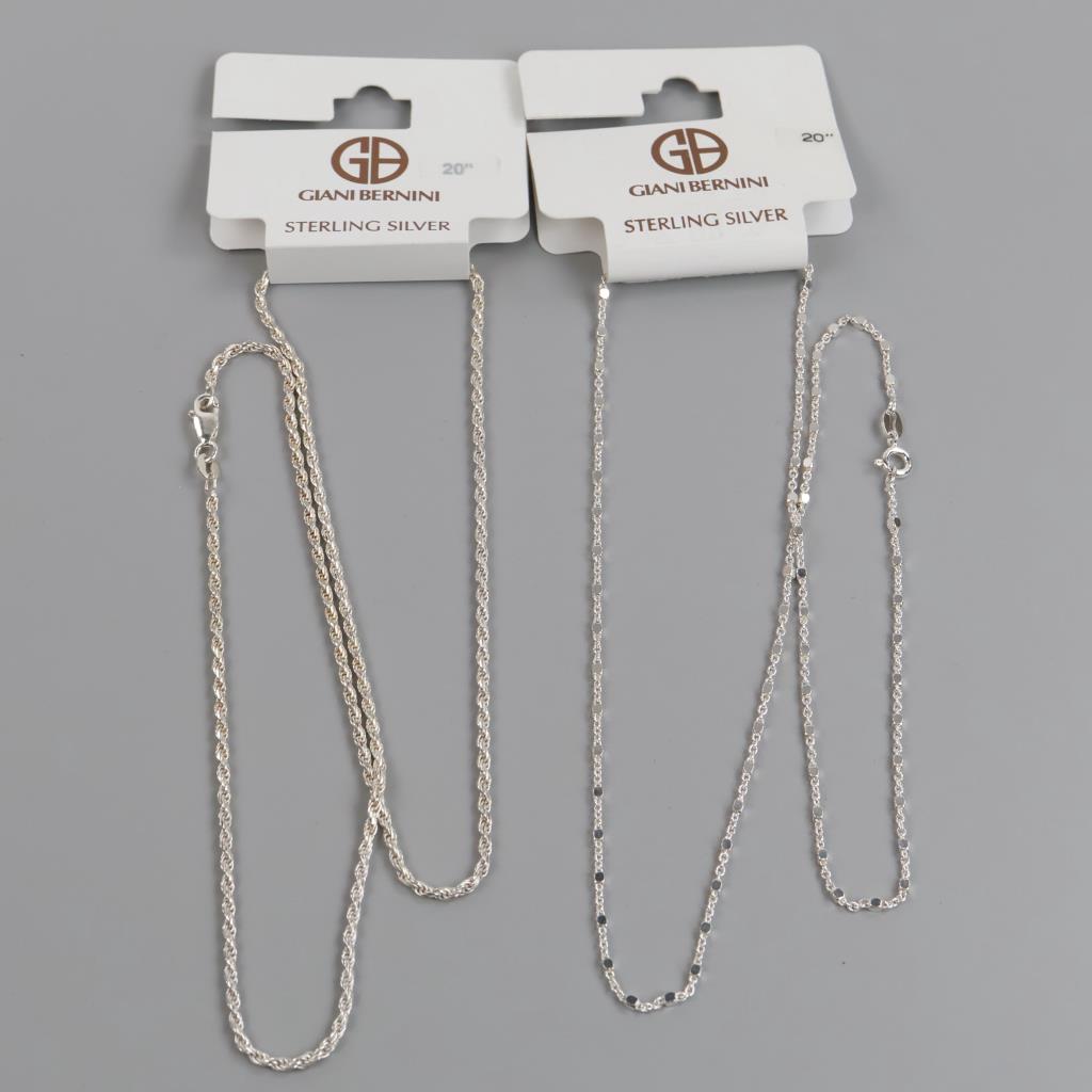 Giani Bernini Sterling Silver Necklaces, 2 Pieces