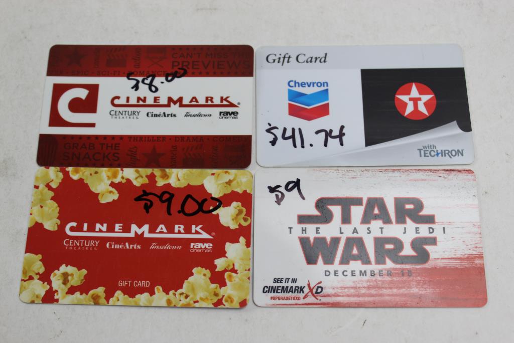 Gift Cards CineMark Chevron 4 Items Value 67 Property Room Gift cards cinemark chevron 4 items value 67 property room