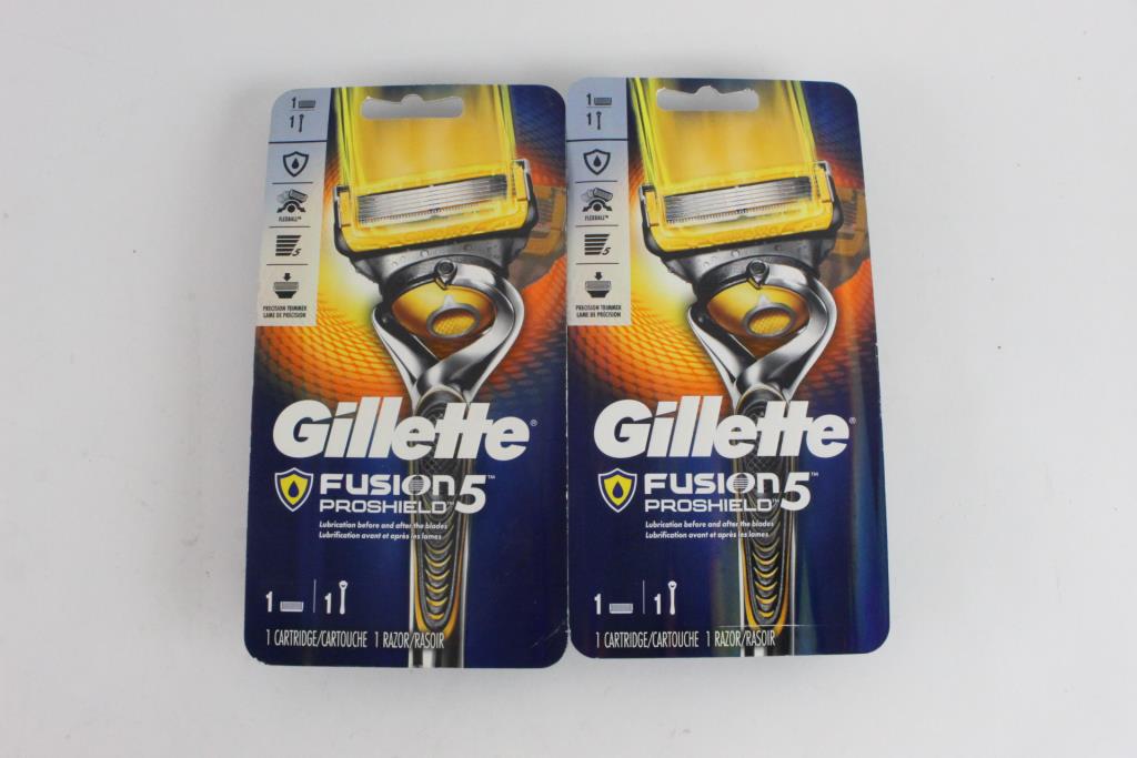 Gillette Fusion 5 Proshield Razor Handles With Cartridge, 2 Pieces Property Room