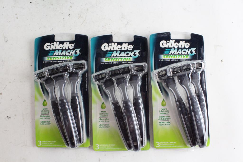Gillette Mach3 Sensitive Disposable Razor 3Packs, 8 Pieces Property Room