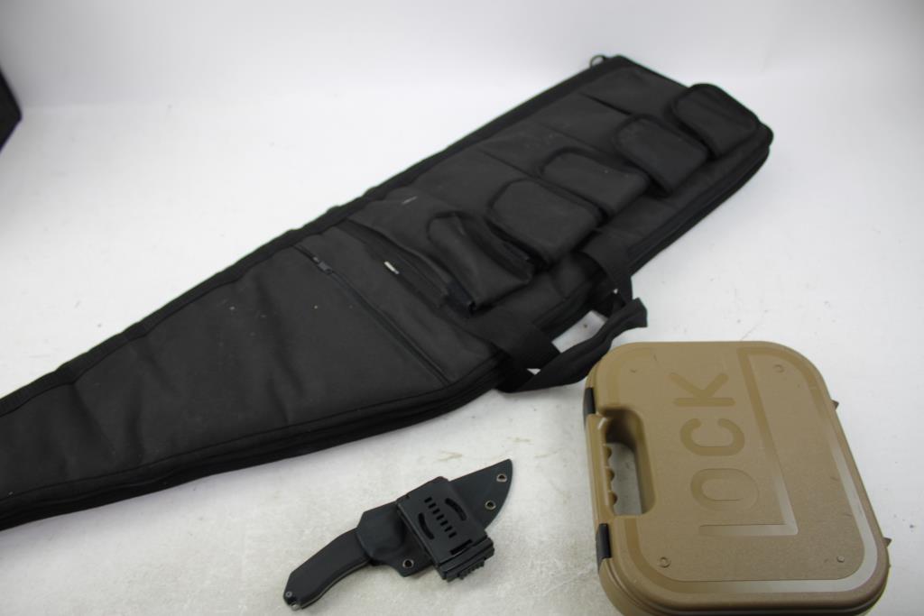 GLock Hard Gun Case, Rifle Bag, And Kubey Knife, 3 Pieces