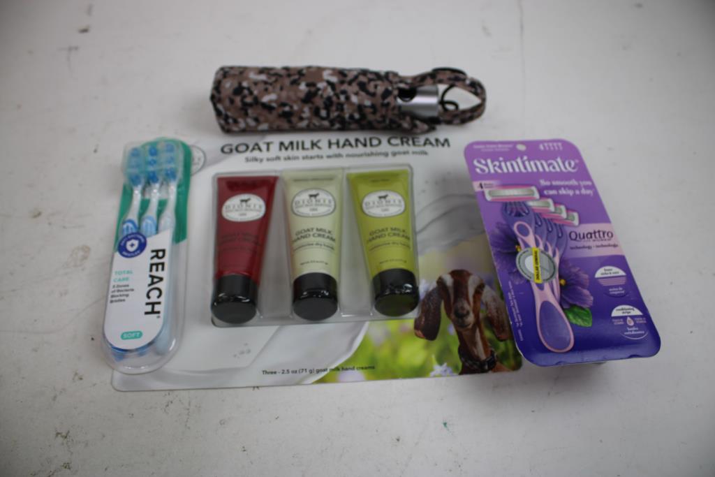 Goat Milk Hand Creams, Cable Protector, Stickers, Umbrella, And More, 11 Pieces