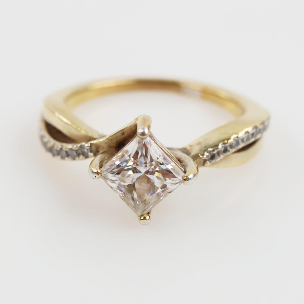 Gold Over Sterling Silver Moissanite Ring