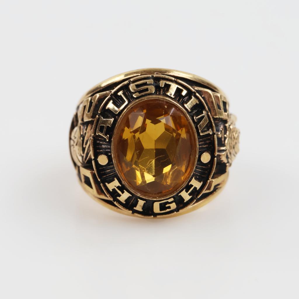 Gold Plated Orange Stone Class Ring