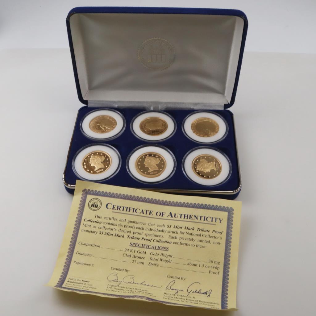 Gold Plated Replica Mint Mark Tribute Proof Collection With COA Property Room