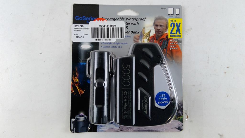 GoSeries Rechargeable Waterpprof Flameless Lighter With LED Flashlight And Carabiner Powerbank