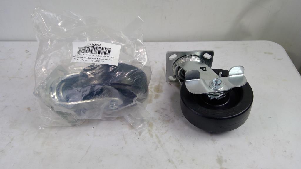 Grainger Swivel Side Brake Plate Caster, 2 Pieces
