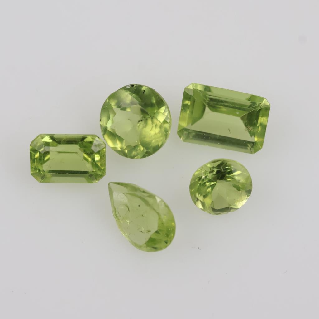 Green Faceted Loose Jewelry Craft Stones, 5 Pieces