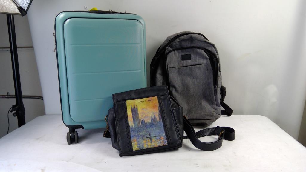 Green Rolling  Suitacse, Backpack And Crossbody