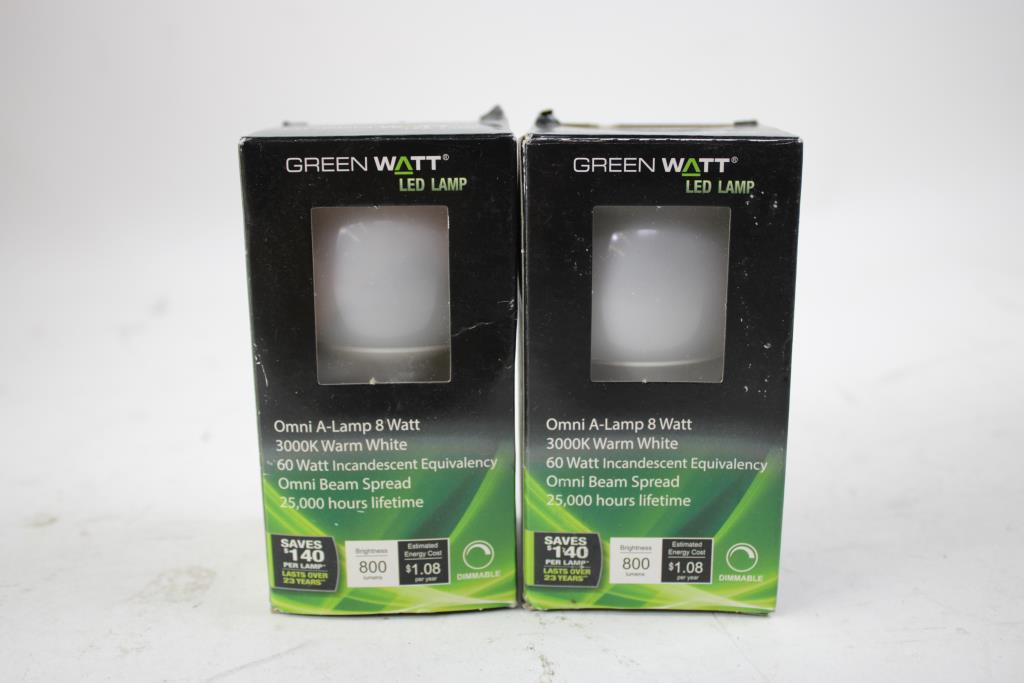 Green Watts LED Light Bulb, 15 Watts 16 Pieces