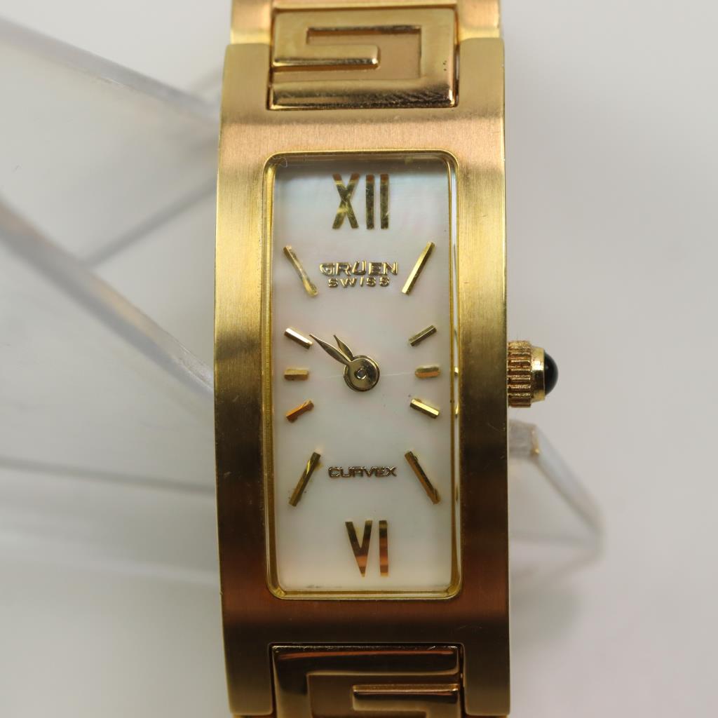 Gruen 10kt GP MOP Dial Curve Watch Vintage Gruen Curvex Mens Watch 22mm 10K Gold Plated Swiss  main image 3