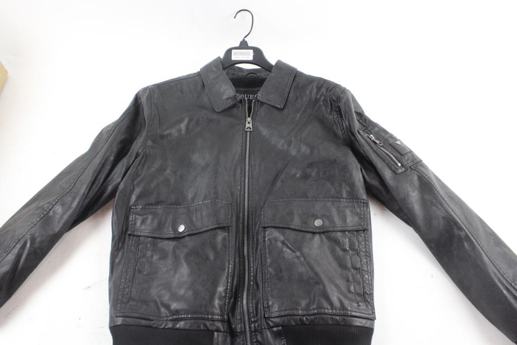 Guess Men S Leather Jacket Size L Property Room Guess Men S Leather Jacket Size L