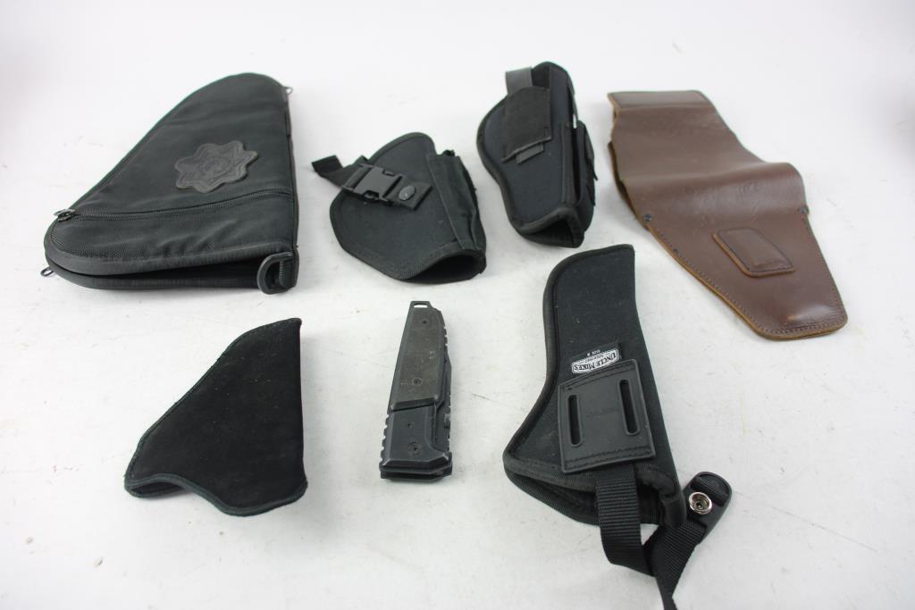 Gun Case, Gun Holsters, And More Bulk Lot, 12 Pieces Property Room