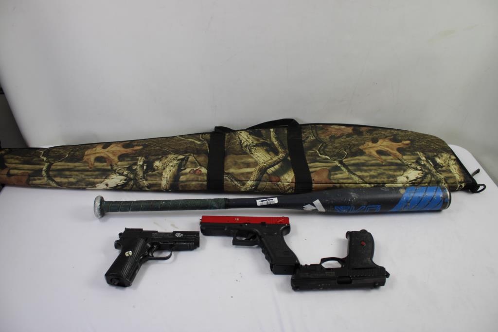 Gun Cases, Air Pistols, Santa Cruz Skateboard, Tow Hitch, And More, 11 Pieces