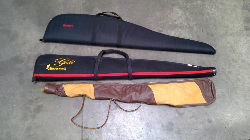 GunMate, Browning, And Brown Leather Rifle Cases, 3 Pieces