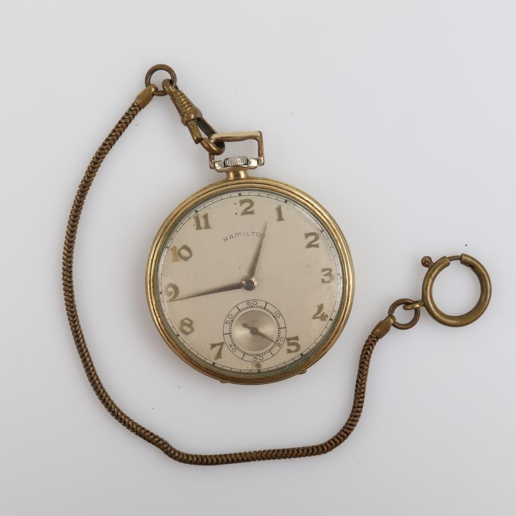 Hamilton Watch Co. 14kt GF Accent Pocket Watch
