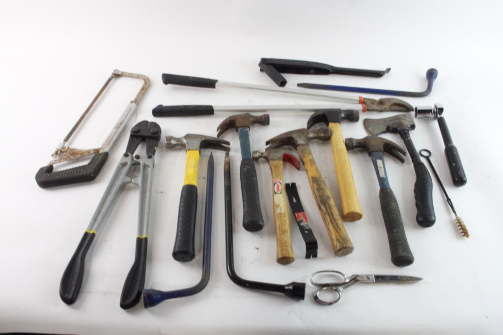 Hammers, Boltcutters & More Tools, 8+ Pieces Property Room