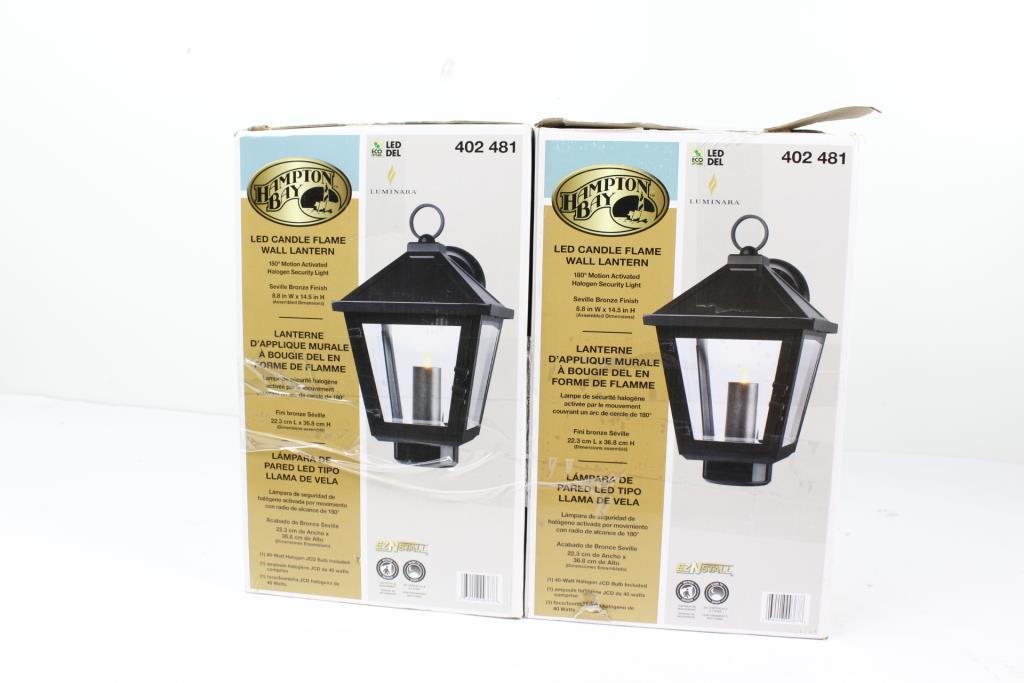 Hampton Bay LED Candle Flame Wall Lanterns, 2 Items Property Room