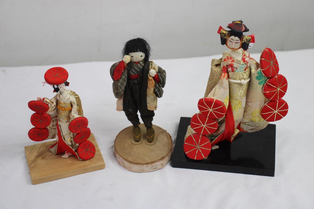 Handmade Japanese Dolls, 3 Pieces