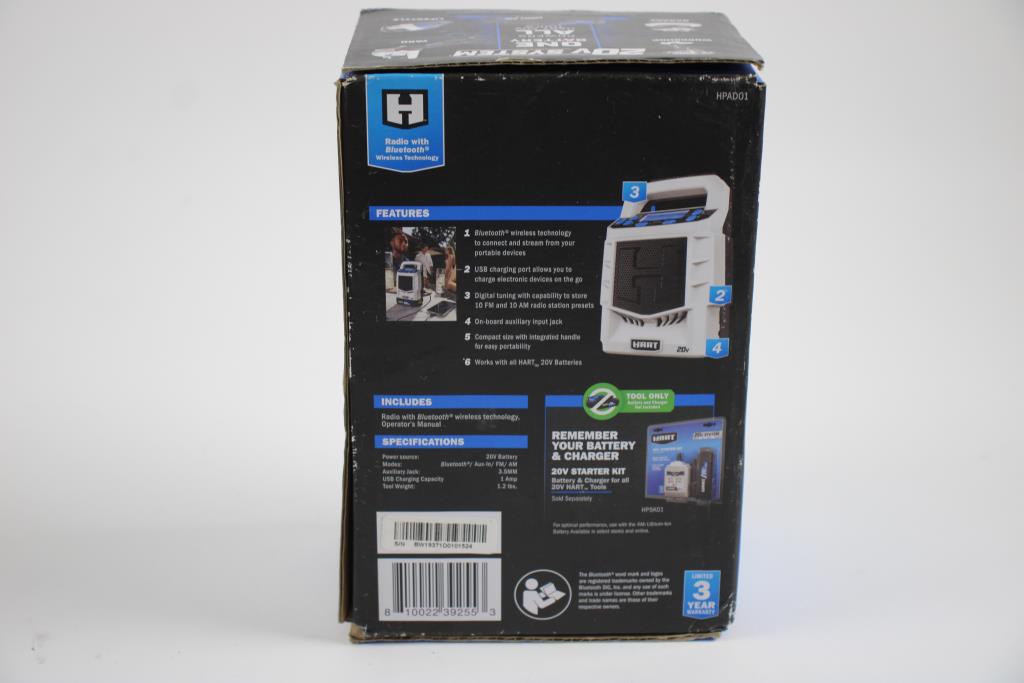 Hart Cordless Radio With Bluetooth, HPAD01 Property Room