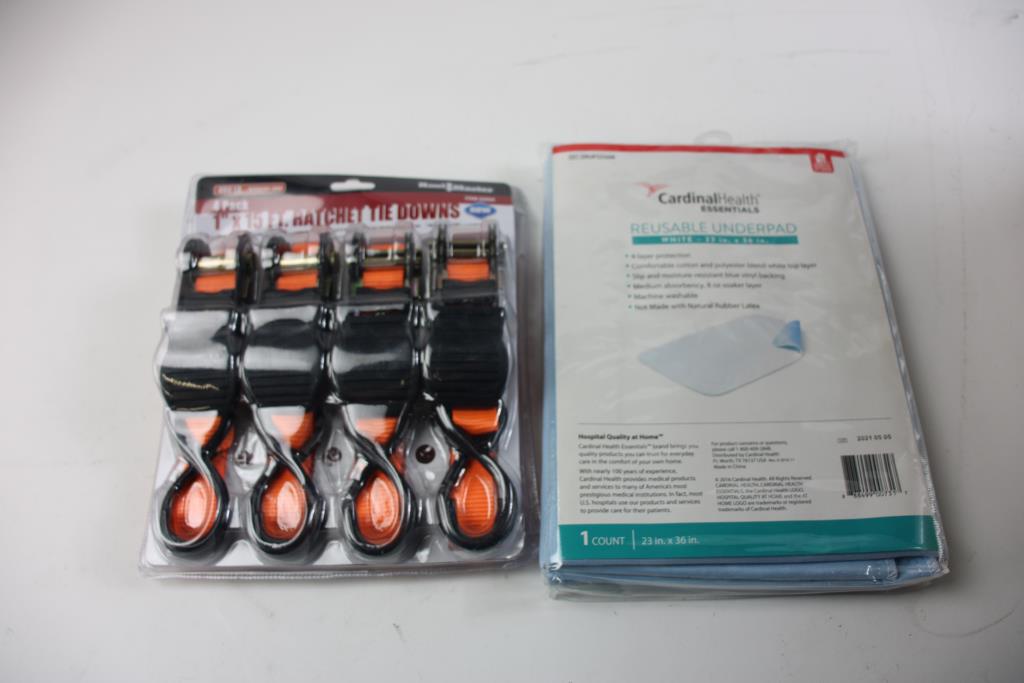 Haul Master 1in"x15ft Ratchet Tie Downs, Cardinal Heath Reusable