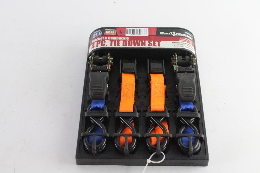 Haul Master Ratchet & Cambuckle 4 Pc. Tie Down Set Property Room